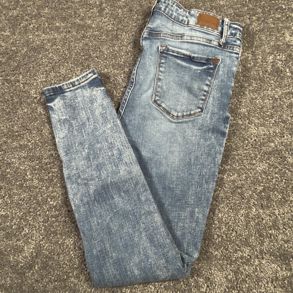 Judy Blue Skinny Fit Jeans Womens 9/29 Blue Distressed Stretch 28x27 Whiskering